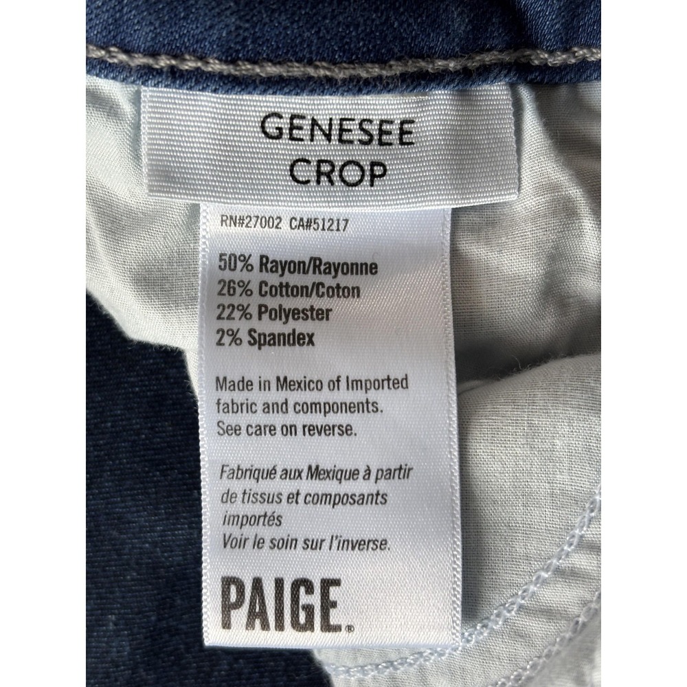 Paige Genesee Crop Jeans Womens 29 Blue High Rise Wide Leg Cropped Stretch Denim - Picture 4 of 8
